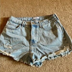 Forever 21 Light Blue Distressed Jean Shorts